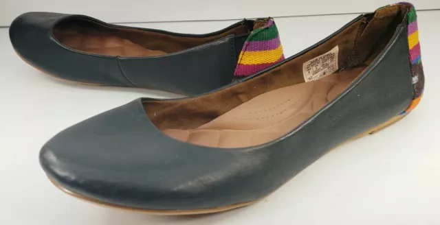 Reef Tropic Sea Women's Ballet Flats Sz. 8M Striped Colorful Heel Black Leather