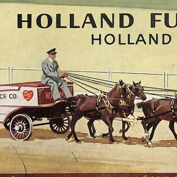 c1920's-30's Ink Blotter Holland Furnace Co. Michigan Horse Drawn Wagon - Heart