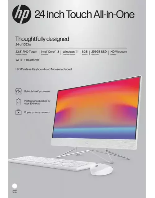 New HP 24" Touchscreen All-In-One Computer i3-1115G4 4.1GHz 8GB 256GB SSD Win 11