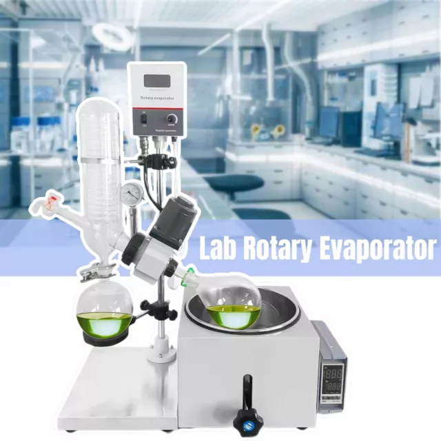 1L+1L Lab Eqpt Rotary Evaporator Laboratory Vacuum Evaporation Water Bath New