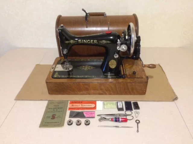 Singer 99K Heavy Duty Hand Crank Sewing Machine 1915 Good Condition F6122858