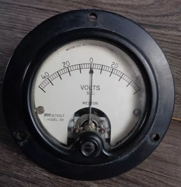 Vintage Weston Panel Gauge Voltage Meter DC Model 301 0-40 Volt 200 Ohm