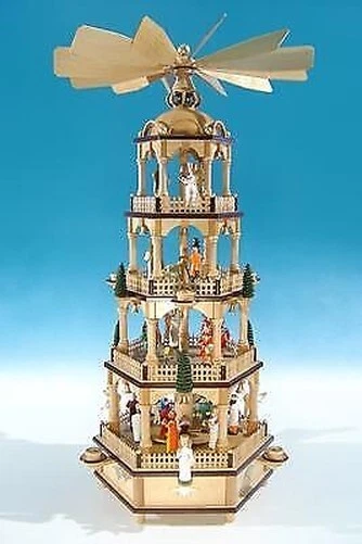 Pyramide de Noël en bois naturel (L/H/P) 19x49x19cm | 10040729