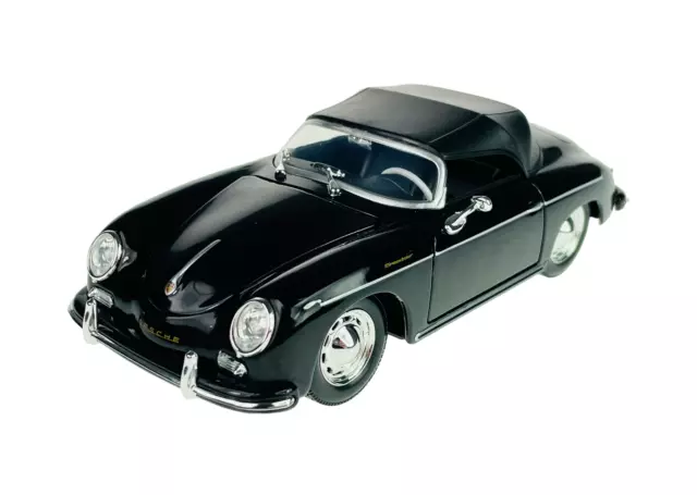 Welly Porsche 356A Speedster Cabrio Schwarz 1:24 Die Cast Metal Model Neu Im Kas