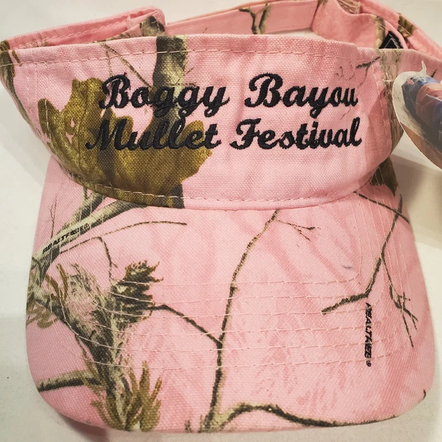 Boggy Bayou Mullet Festival Cap Hat Visor Pink Camouflage Never Worn Retired