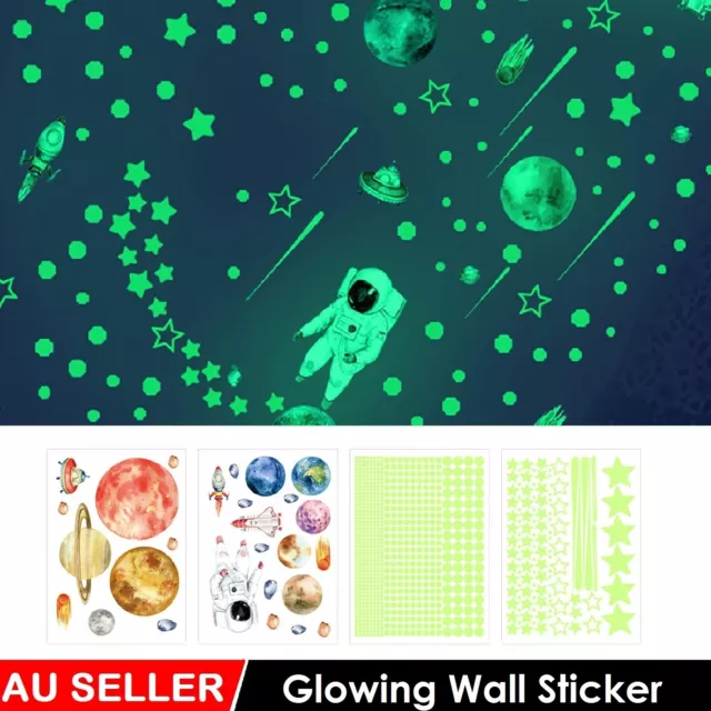 849 Space Glow In The Dark DIY Removable Decal Wall Stickers Living Room Bedroom