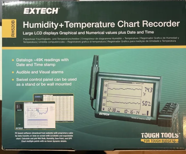 Extech Humidity/Temperature Paperless Recorder; Detachable Probe
