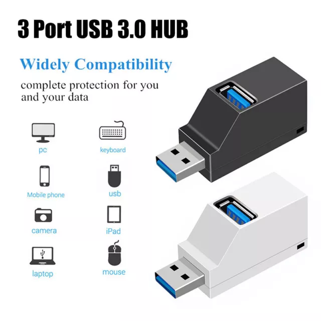 USB 3.0 Hub 3 Puertos Mini Divisor Alta Velocidad Transferencia de Datos Par <