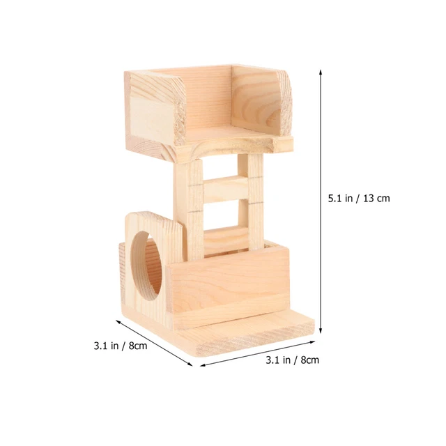 Hamster-Wachturm Hölzern Hamsterversteck Aus Holz Hamsterleiter Spielzeug 2