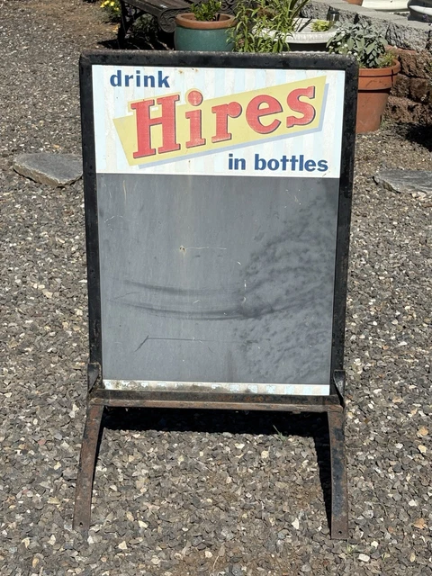OLD VINTAGE 1950'S Hire's Root Beer Chalkboard Menu Sidewalk Sign