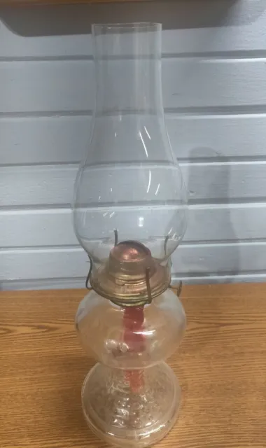 Vintage Kerosene Oil Lamp Clear Dimpled  j-2090 Base P & A Eagle Burner