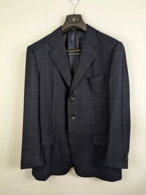 Ermenegildo Zegna Trofeo Blazer Men's 42R Navy Blue Single Breasted Wool