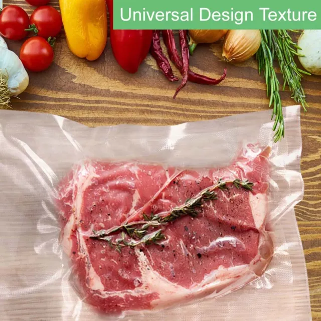100pcs Universal Vacuum Sealer Bags Rolls Quart Embossed Food Saver Storage Bags