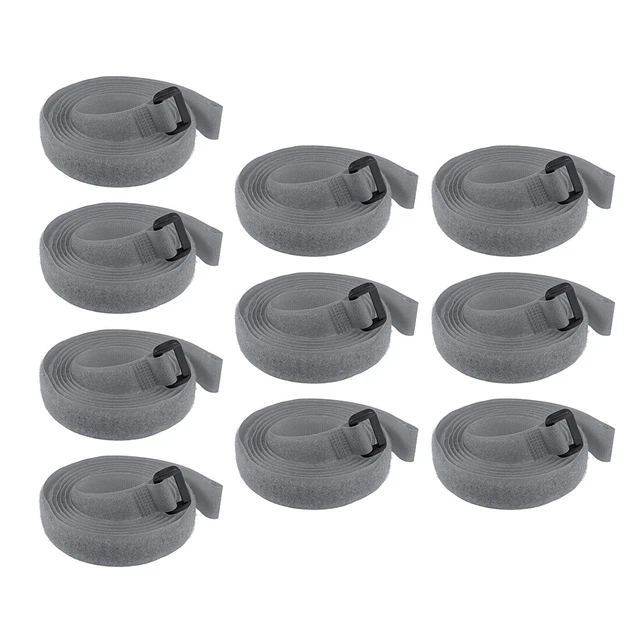 10Pcs Crochet Boucle 3/4 x 59 Pouces Sangles Fixation Réutilisable Câble Gris
