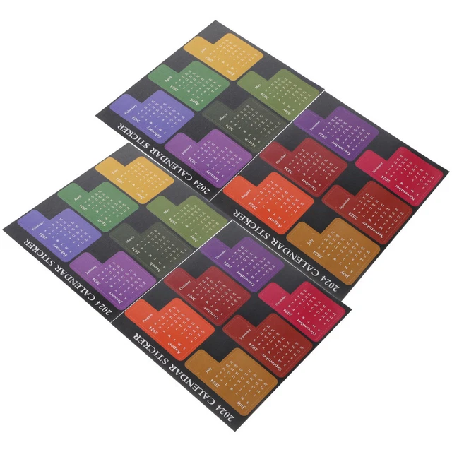 4 SETS 2024 Full Year Calendar Index Label Sticker 4pcs/set Calendars