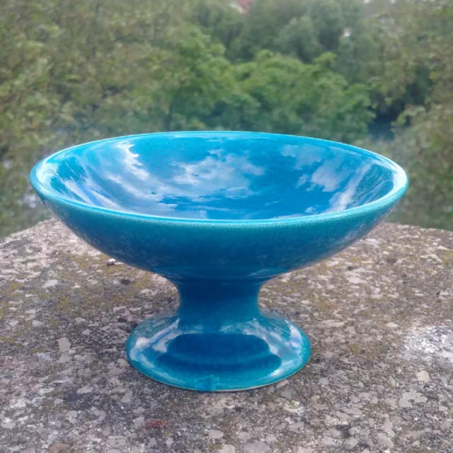 Rare Pol Chambost coupe céramique vase craquelée blueue signée et datée