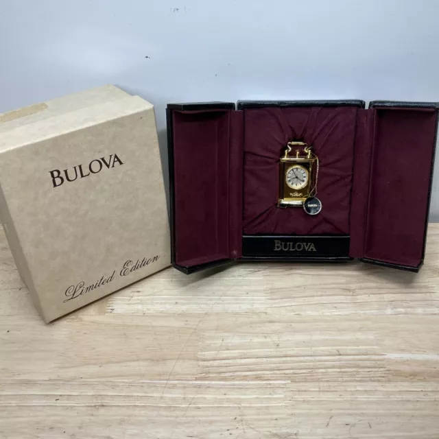 Miniature Bulova Boutique Series Brass Mantle / Desk Clock B0535 Untested Rare