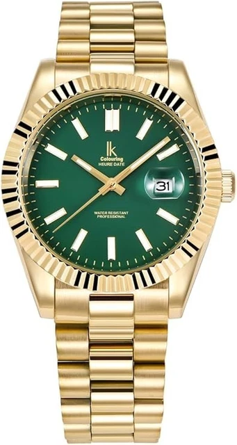 Alienwork Montre Homme Femme Calendrier Date – Bracelet Métal Acier Inoxydable, Quartz Japonais, 3 ATM