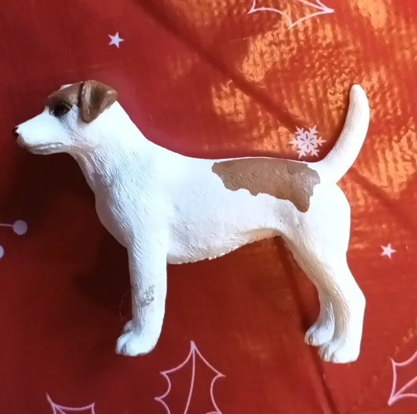 Mojo 2017 Small Dog Figure Toy White Brown Ears Patch ? Jack Russell Terrier