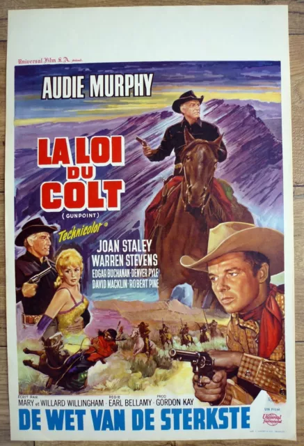 belgian poster western GUNPOINT, AUDIE MURPHY, JOAN STALEY, BUCHANAN, INDIENS