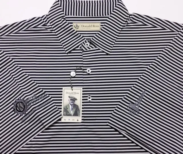 DONALD ROSS Performance Polo Shirt Odessa CC Oilmen's Black Striped XL ~ New