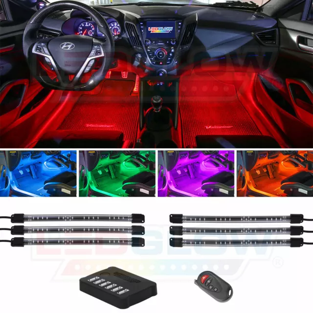 LEDGLOW 6pc MILLION COLOR LED INTERIOR GLOW ACCENT TRUCK LIGHTS KIT w REMOTE