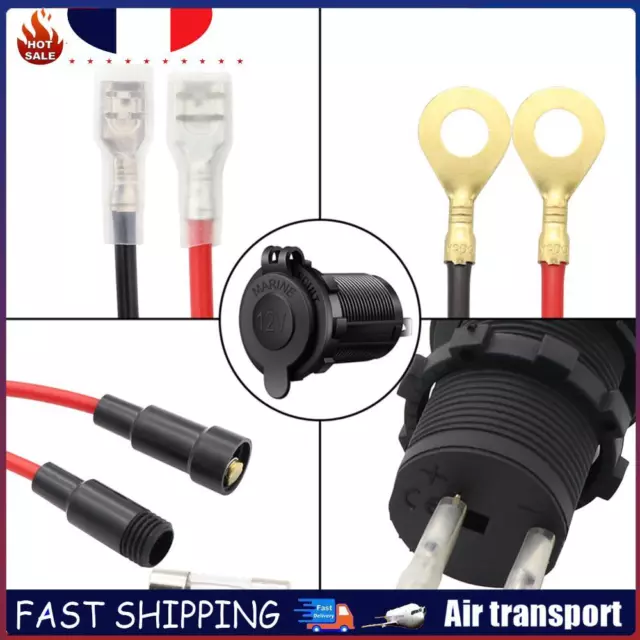 12-24V Plug Power Outlet Adapter Useful with Wire for Marine Boat Truck RV ATV F