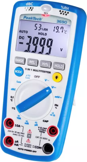 Spannungsprüfer, PeakTech P 3690, Spannung Tester,5-in-1 Multimeter AC/DC