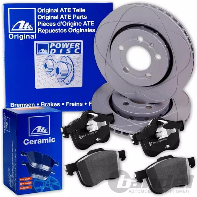 ATE PowerDisc BREMSSCHEIBEN + CERAMIC BELÄGE VORNE für VOLVO C30 S40 V50 C70