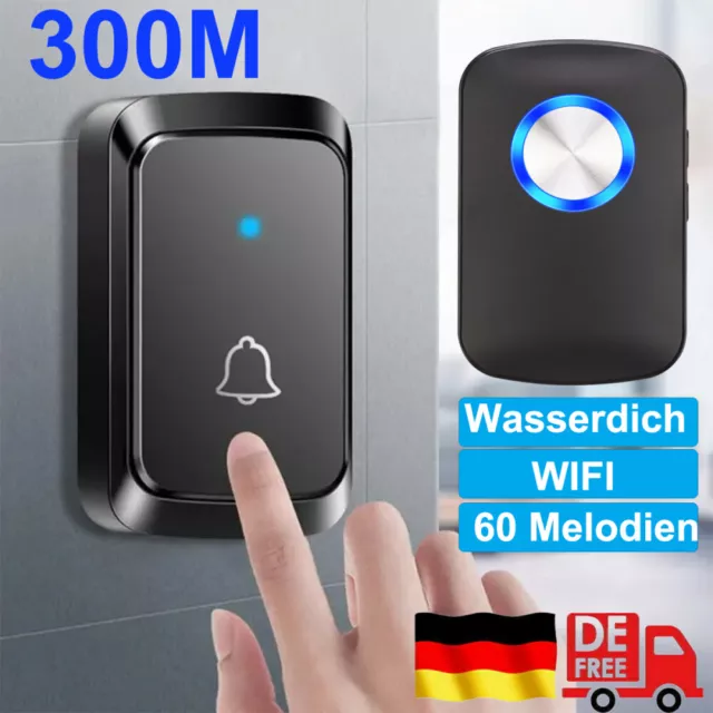 [Wasserdicht LED 300m Wireless Kabellose Türklingel Funkklingel 1/2/3 Empfängern