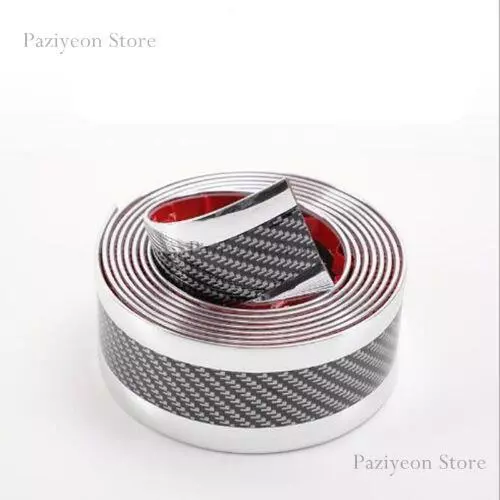 Silver Car Sticker Carbon Fiber Rubber DIY Door Sill Protector Edge Guard Strip