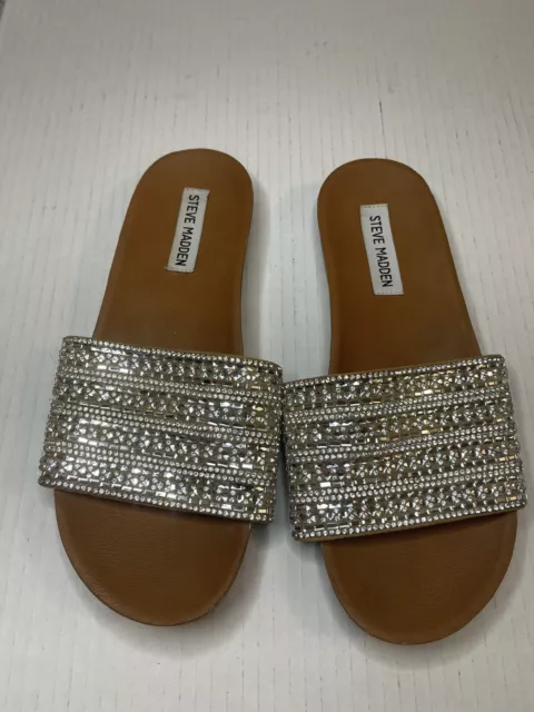 STEVE MADDEN Rhinestone Sandals - “Dazzle” Women's 6.5 M, Slides, Sparkly