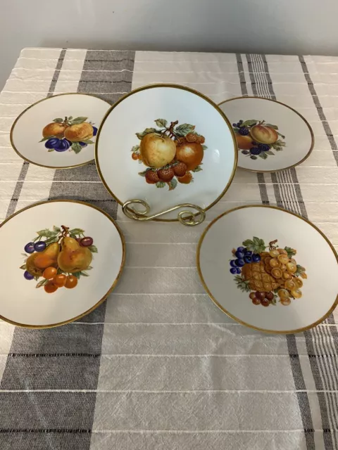 5 Vintage BAREUTHER WALDSASSEN Bavaria Germany China Fruit Dessert Salad Plates