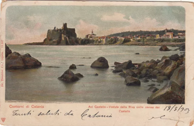 23-23929 - Catania - Aci Castello Visto Dalla Riva Viaggiata 1903 Piccolo Taglio