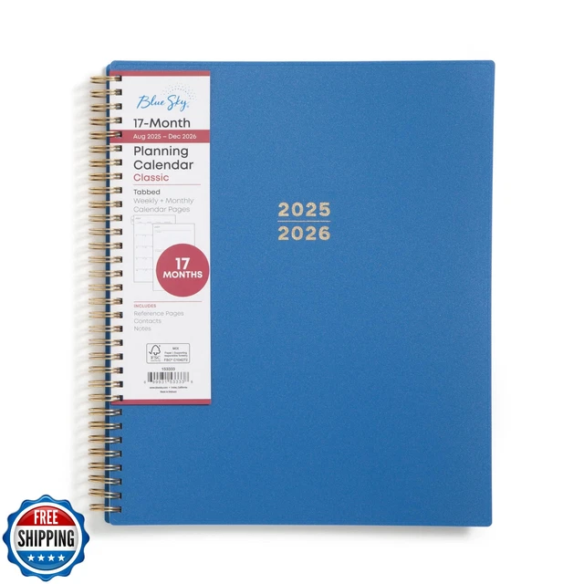 BLUE SKY 20252026 Academic Year Weekly and Monthly Planner Calendar