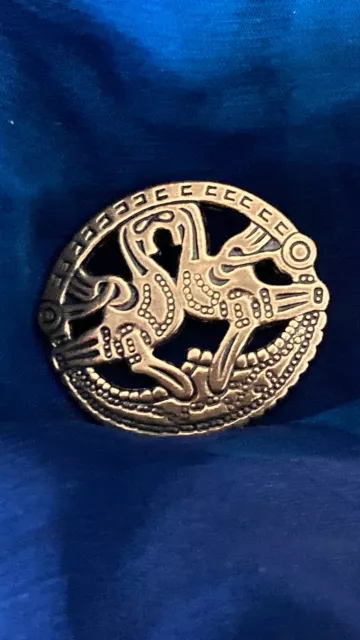 Vintage Kalevala Koru Brosche, Finnland, 3 cm, Wikinger Schmuck, Bronze