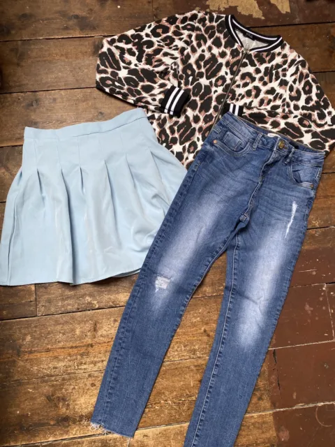 Pacchetto ragazze 11-12 anni jeans River island kylie stampa leopardata giacca shein
