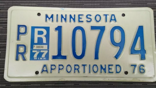 1976 1977 Minnesota Pro Rate Apportioned Truck License Plate Tag  #P/R 10794