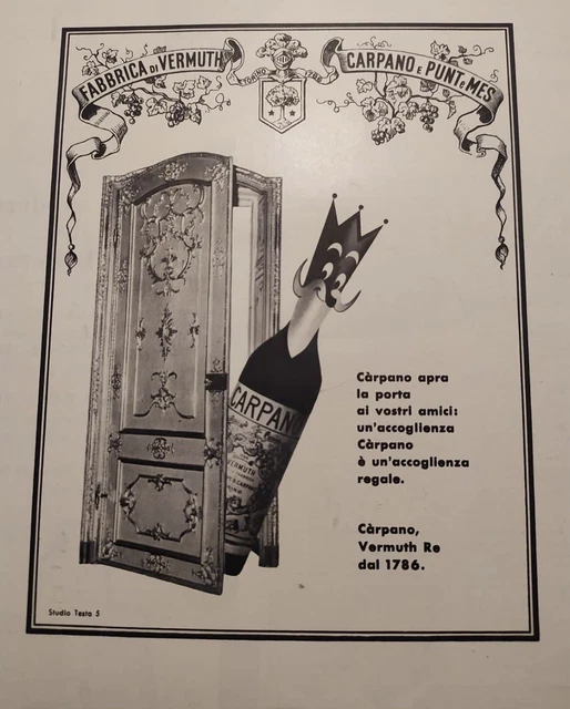 Pubblicità Carpano Vermouth Studio Testa rifilata da rivista d’epoca vintage