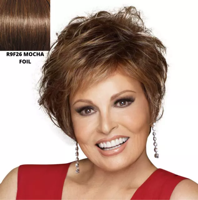 Raquel Welch Cinch Layerd Short Cut Wig Natural Wavy R9F26 MOCHA FOIL HAIRUWEAR