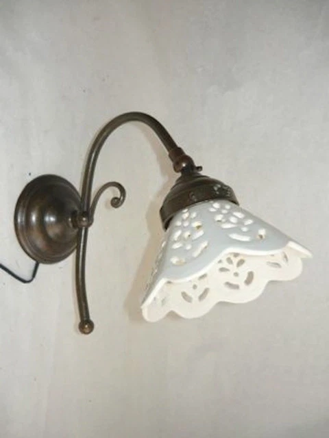 Appliques Lampada da parete in ottone con ceramica