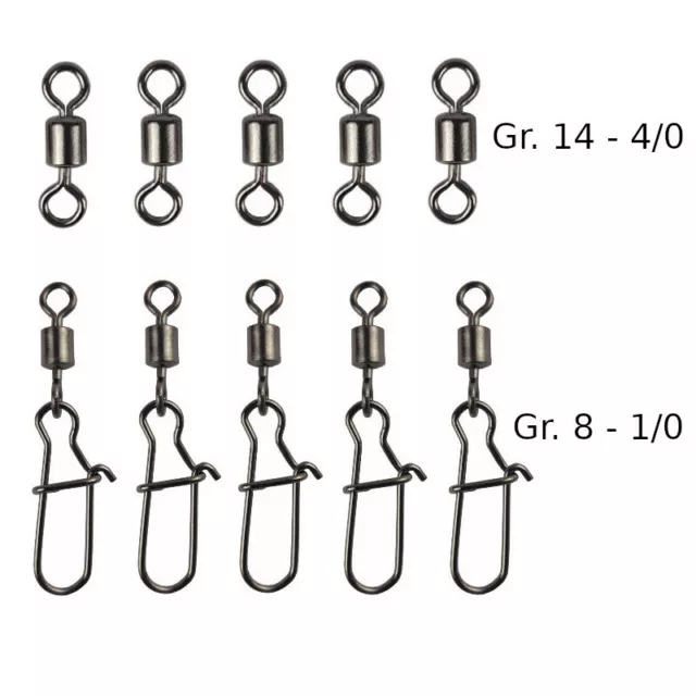 25 Stück ROLLWIRBEL Gr.14-4/0 Angel Power Roll Salzwasser Wirbel Rolling Swivel