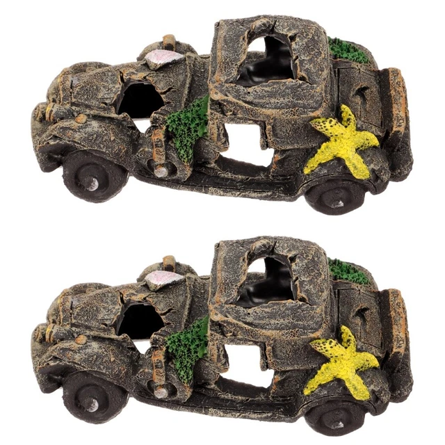 2PCS AQUARIUM CAR Ornament Resin Car Fish Tank Decoration Fish Tank