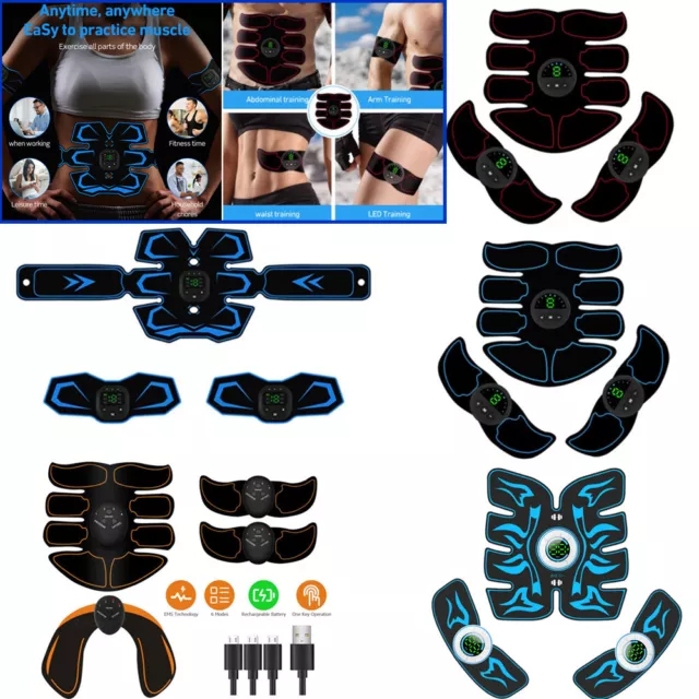 Rechargeable EMS Abdominal Muscle Toning Belt Trainer ABS Stimulator Toner USB