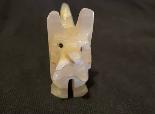 Vtg Hand Carved Onyx Marble Stone Miniature Dog Puppy Scotty Terrier Figurine 3”