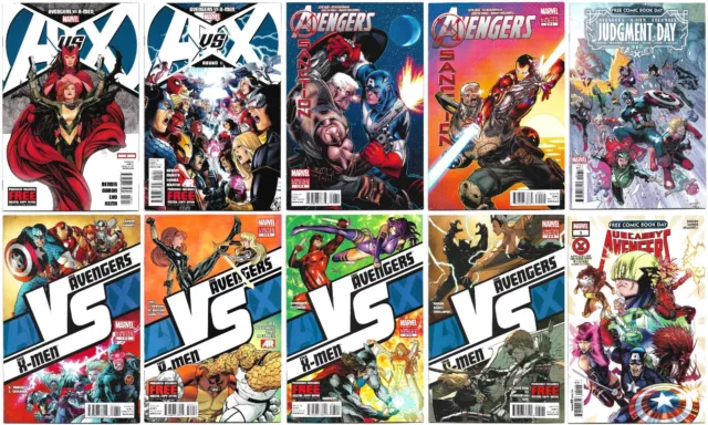 Avengers vs X-Men (2012-23) #0,1, AVX #1,3,4,5, X-Sanction #1,2, FCBD * 10 Issue