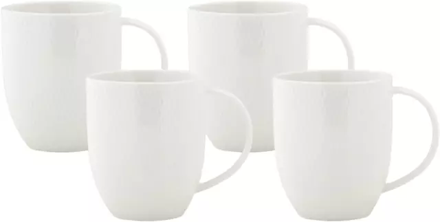 Maxwell & Williams White Basics Diamonds Coupe Mug 370ML Set of 4 Gift Boxed