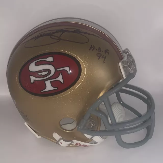 JIMMY JOHNSON "HOF 94" Autographed San Francisco 49ers Mini Helmet Tristar ✍🏻