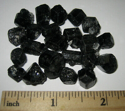 22 SMALL NATURAL ROUGH .3"-.5" BLACK TOURMALINE CRYSTALS FROM BRAZIL ~ 33grams *