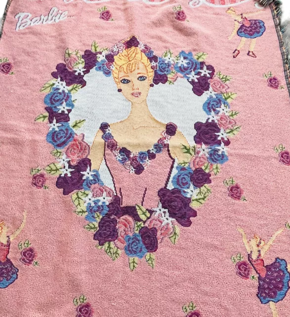 VINTAGE BARBIE WOVEN Tapestry Throw Blanket Pink Ballet Made In USA  Northwest £99.44 - PicClick UK